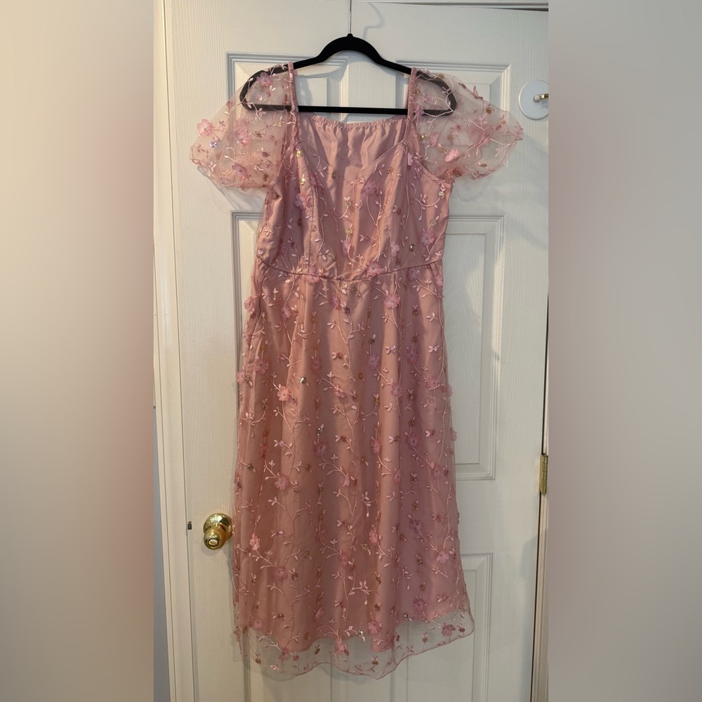 BloomChic Embroidered Sequin Mesh Dress